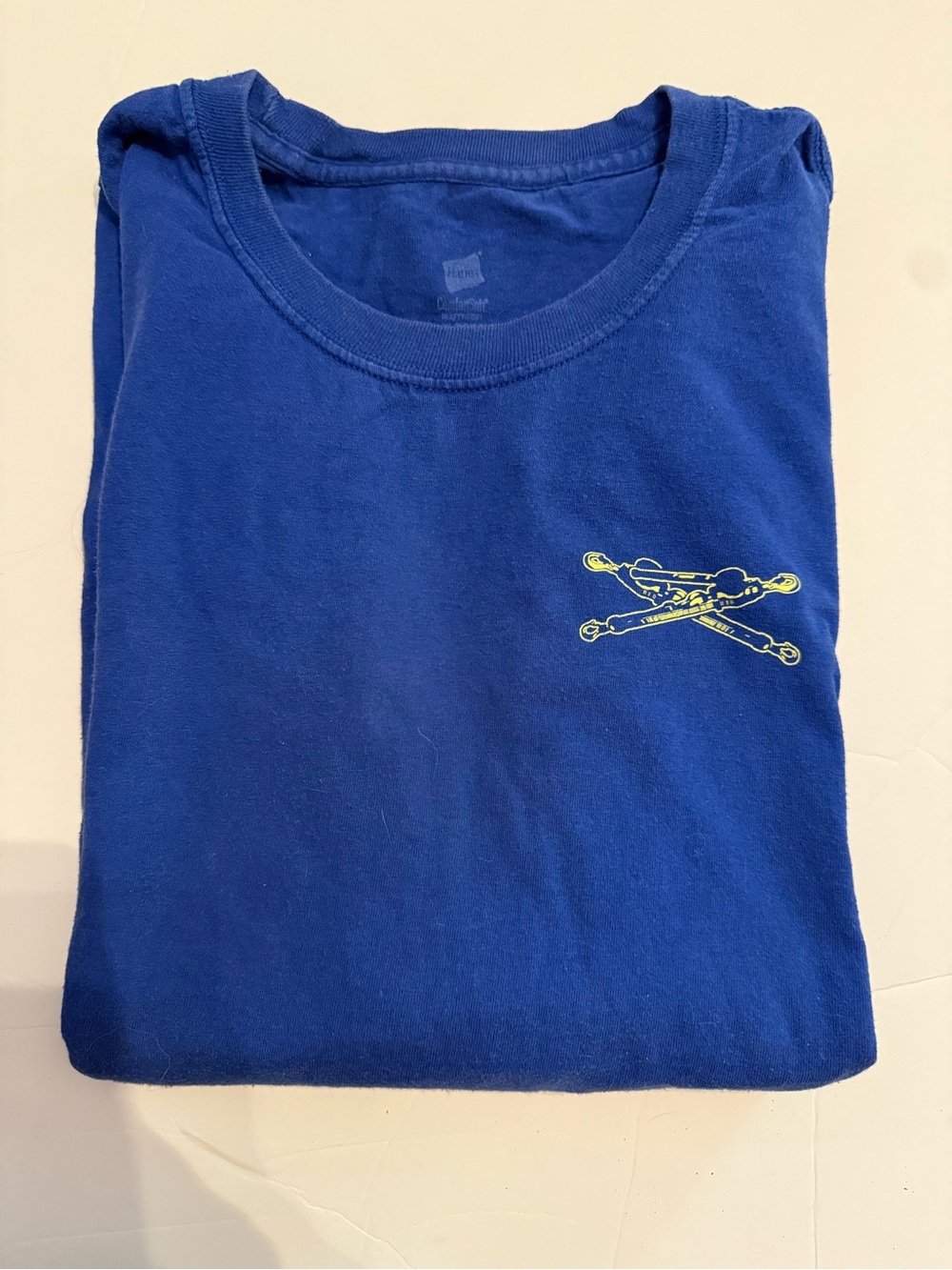 Hanes Royal Blue Short Sleeve Tee with Yellow Lineman Graphic